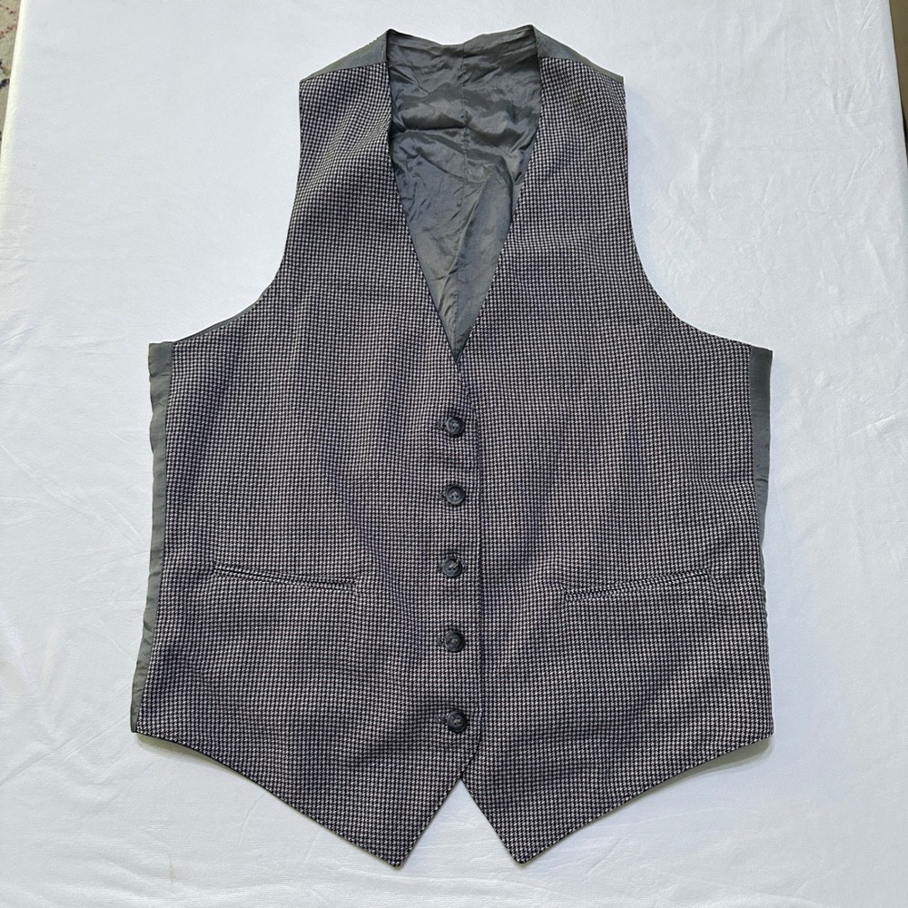 Vintage Reversible Vest Waistcoat Mens Womens L Office Dark Academia Minimalist
